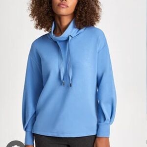 Laura Petites Blue Super Soft Upgraded Sweatshirt with Cowl Neck Top